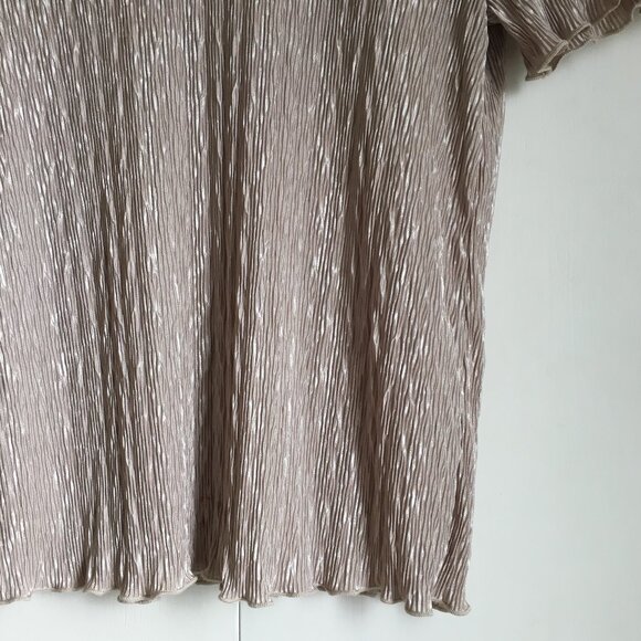 Vintage Retro 90s Tradition Accordion Crepe Champagne Short Sleeve Top - Picture 7 of 13